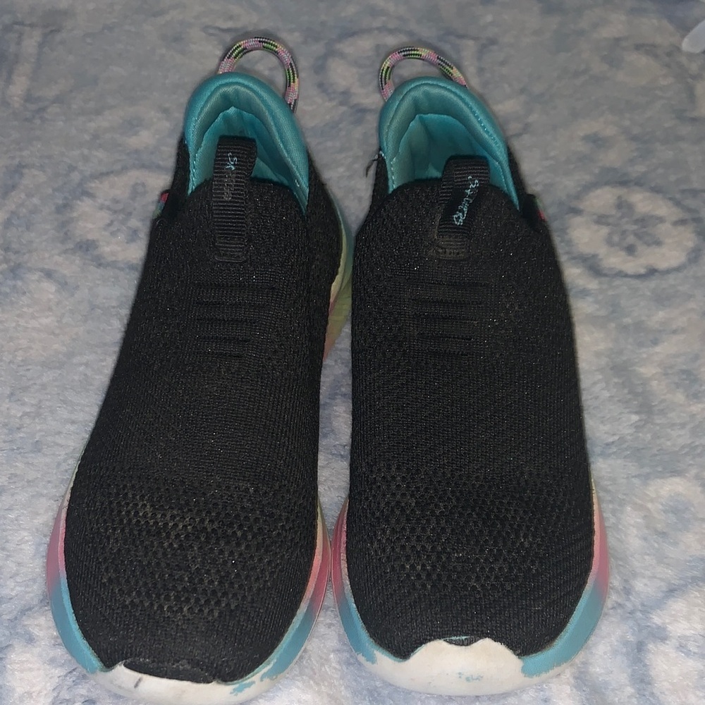 Skechers Black and Blue Kids Sneakers - Picture 1 of 5
